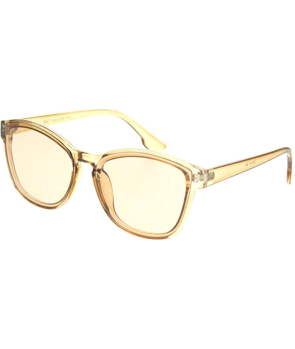 Rectangular Womens Boyfriend Keyhole Rectangle Horn Plastic Sunglasses - Beige Solid Beige - CR18NRY9X4N $19.37