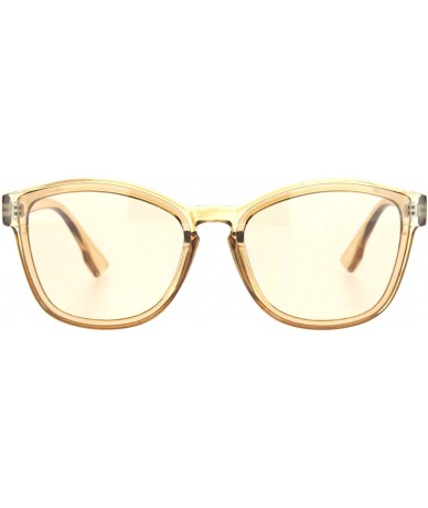 Rectangular Womens Boyfriend Keyhole Rectangle Horn Plastic Sunglasses - Beige Solid Beige - CR18NRY9X4N $19.37