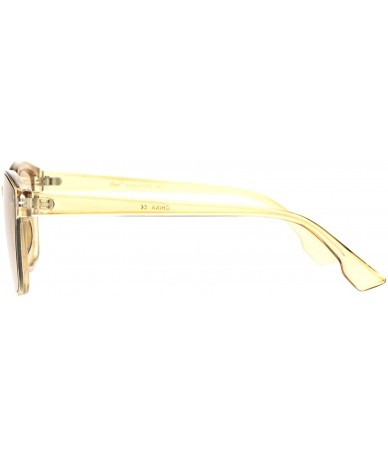 Rectangular Womens Boyfriend Keyhole Rectangle Horn Plastic Sunglasses - Beige Solid Beige - CR18NRY9X4N $19.37