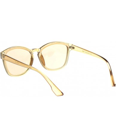 Rectangular Womens Boyfriend Keyhole Rectangle Horn Plastic Sunglasses - Beige Solid Beige - CR18NRY9X4N $19.37