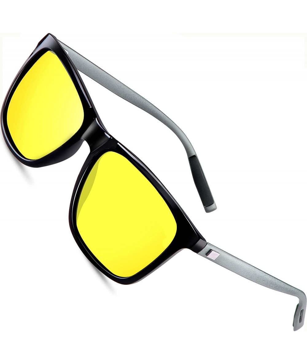 Sport Sunglasses for Men-Polarized Vintage Men's Sun Glasses WP1003 (Black/Gun) - Yellow - CH18NGZ7COS $18.98