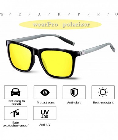 Sport Sunglasses for Men-Polarized Vintage Men's Sun Glasses WP1003 (Black/Gun) - Yellow - CH18NGZ7COS $18.98