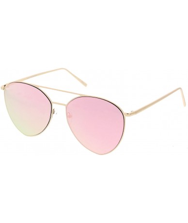 Aviator Oversize Thin Metal Double Crossbar Mirrored Flat Lens Aviator Sunglasses 62mm - Gold / Pink Mirror - CU182H0IZXI $21.90