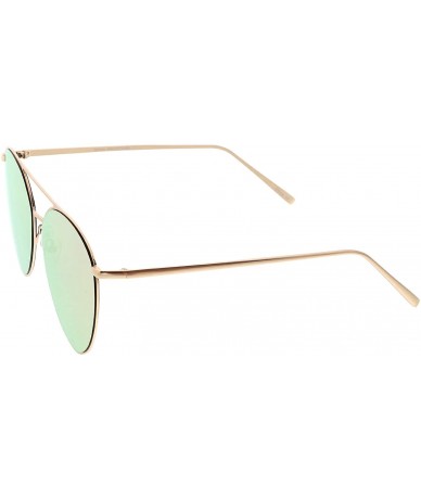 Aviator Oversize Thin Metal Double Crossbar Mirrored Flat Lens Aviator Sunglasses 62mm - Gold / Pink Mirror - CU182H0IZXI $21.90