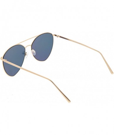 Aviator Oversize Thin Metal Double Crossbar Mirrored Flat Lens Aviator Sunglasses 62mm - Gold / Pink Mirror - CU182H0IZXI $21.90