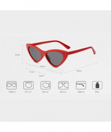 Cat Eye Rivet Sunglasses Triangle Superior Quality Retro Vintage Cat Eye Sun Glasses For Wome - White - CF18DIDYGHU $19.89