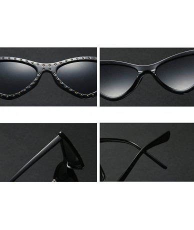 Cat Eye Rivet Sunglasses Triangle Superior Quality Retro Vintage Cat Eye Sun Glasses For Wome - White - CF18DIDYGHU $19.89