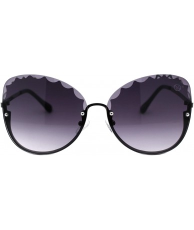 Butterfly Womens Sunglasses Scallop Top Half Rim Butterfly Gradient Lens Shades UV 400 - Gunmetal (Smoke) - CW19622W2AO $24.01