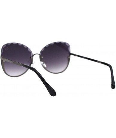 Butterfly Womens Sunglasses Scallop Top Half Rim Butterfly Gradient Lens Shades UV 400 - Gunmetal (Smoke) - CW19622W2AO $24.01