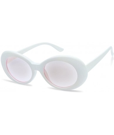 Goggle Original Classic Dark Oval Lens Kurt Cobain Inspired Nirvana Bold Trending Sunglasses - White - Pink Lens - CR182SCZG0...