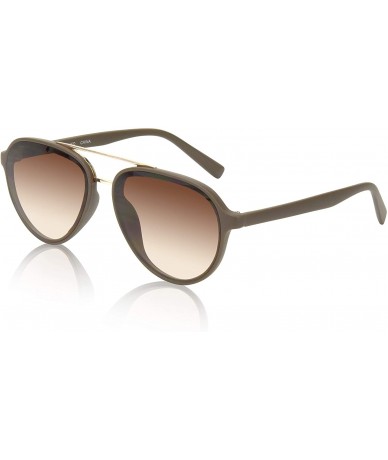 Round Aviator Sunglasses for Men and Women Plastic Frame UV400 Protection - 2 Pack Brown/Black - CY18XHR5DAN $24.93