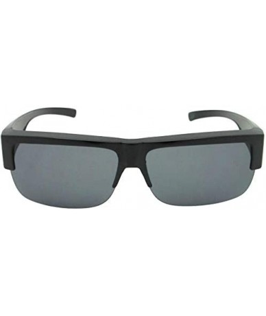 Rectangular Fit Over Sunglasses Half Rim Lightweight Polarized Style F5 - Black Frame Gray Lenses - CW18R5L48DW $34.88