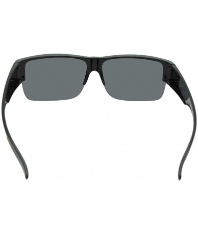 Rectangular Fit Over Sunglasses Half Rim Lightweight Polarized Style F5 - Black Frame Gray Lenses - CW18R5L48DW $34.88