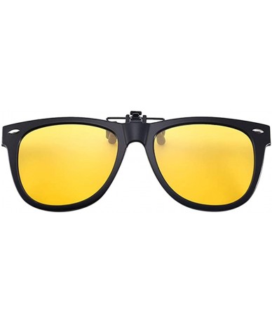 Aviator Polarized Clip-on Sunglasses Anti-Glare Driving Glasses for Prescription Glasses - Yellow - C91947WYADQ $18.88