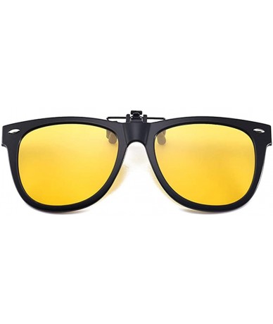 Aviator Polarized Clip-on Sunglasses Anti-Glare Driving Glasses for Prescription Glasses - Yellow - C91947WYADQ $18.88