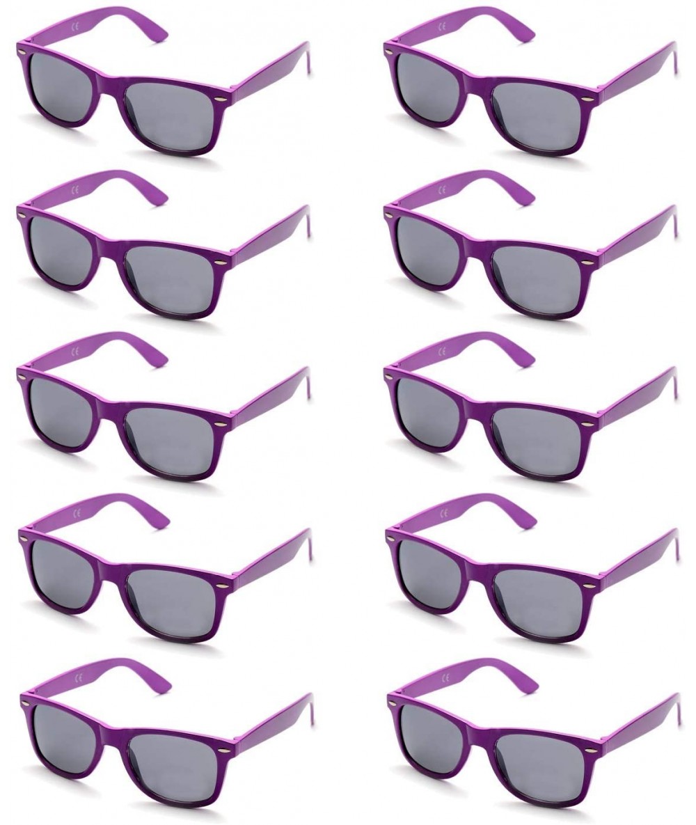 Oval Wholesale 80'S Purple UV Coating Party Sunglasses for Adults Kids 10 Pack (Purple) - Purple - CO18EQTRCR8 $19.32