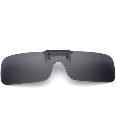 Rectangular Unisex Polarized Clip On Sunglasses Men One Piece Lens Sun Glasses Clip - Black - CL18E9S678Z $19.40