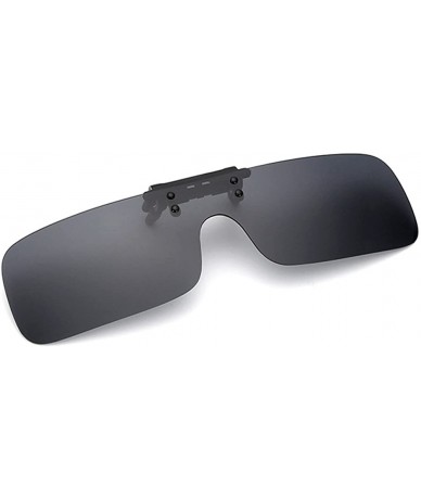 Rectangular Unisex Polarized Clip On Sunglasses Men One Piece Lens Sun Glasses Clip - Black - CL18E9S678Z $19.40