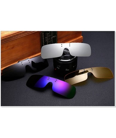 Rectangular Unisex Polarized Clip On Sunglasses Men One Piece Lens Sun Glasses Clip - Black - CL18E9S678Z $19.40