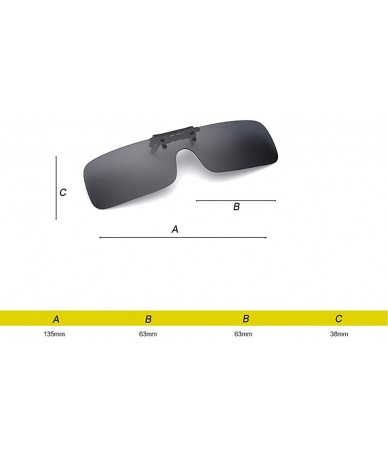 Rectangular Unisex Polarized Clip On Sunglasses Men One Piece Lens Sun Glasses Clip - Black - CL18E9S678Z $19.40