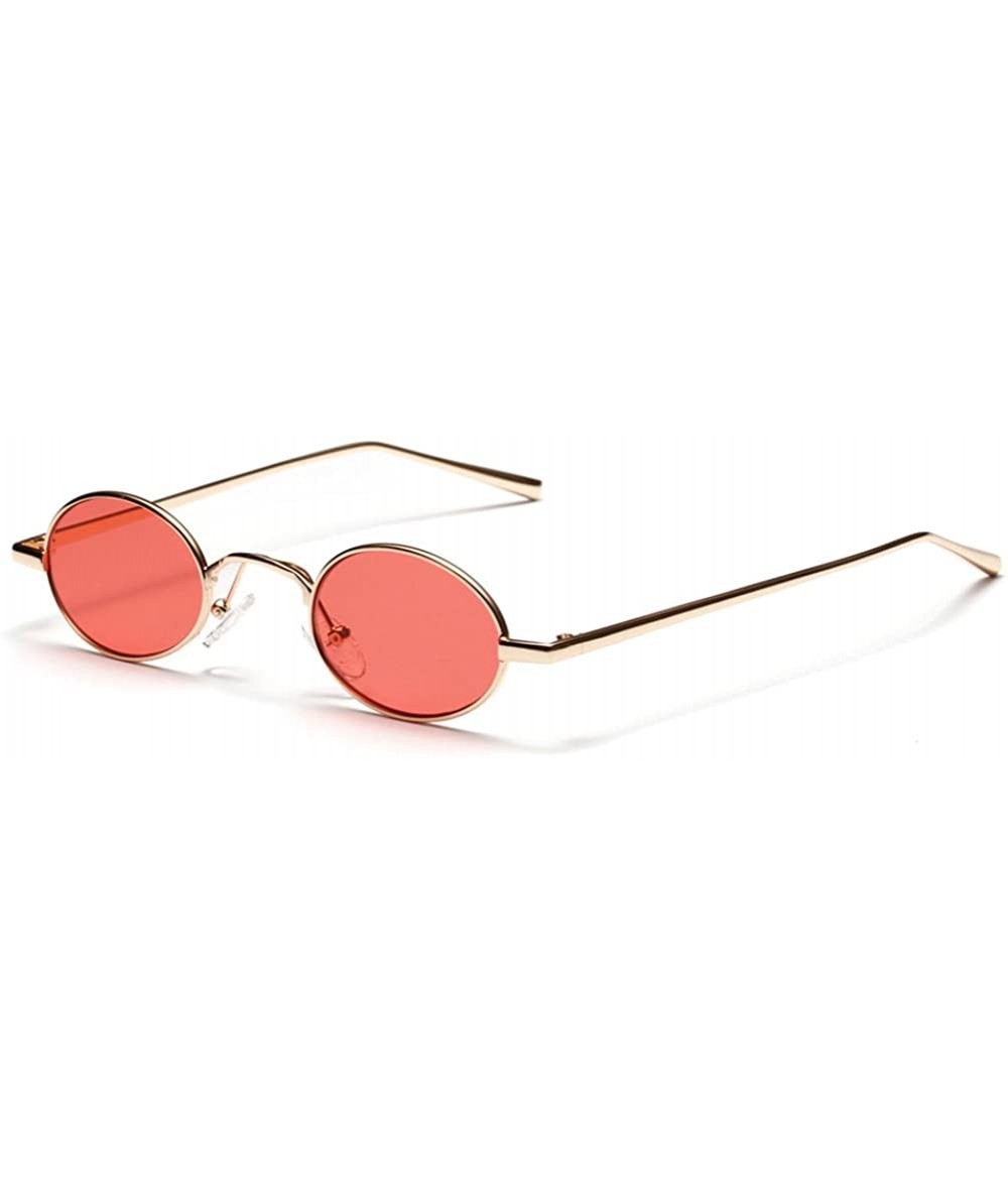 Oval Small Oval Retro Sunglasses Men Mirror Sun glasses Women Elegant Summer 2018 - Clear Red - CY18CX93LZZ $20.29