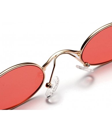 Oval Small Oval Retro Sunglasses Men Mirror Sun glasses Women Elegant Summer 2018 - Clear Red - CY18CX93LZZ $20.29