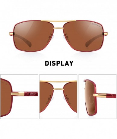 Square HOT Fashion Driving Polarized Sunglasses for Men Square 45mm glasses S8714 - Brown - C518NMLAT9K $28.40