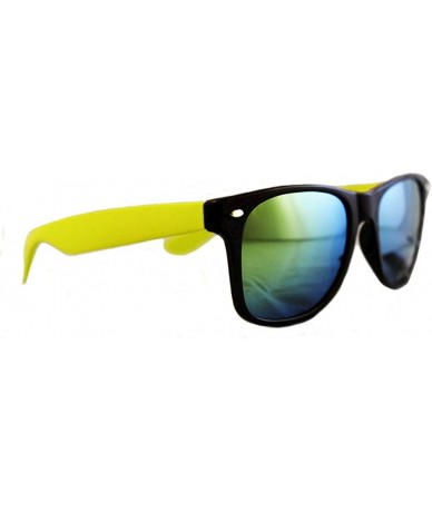 Oversized Retro Classic Sunglasses Men Women Shades Dark Lens (Black & Yellow (Color Mirror Lens) - 55) - CF11FJ2E1A5 $16.97