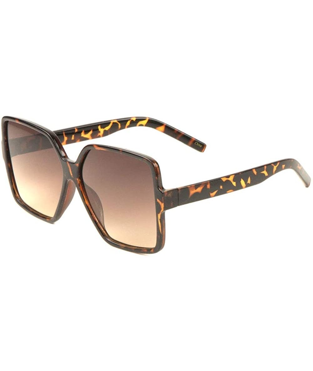 Butterfly Oversized Crystal Color Square Butterfly Sunglasses - Brown Demi - CR197XR2HKR $25.29