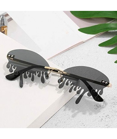 Oval 2020 Fashion Rimless Sunglasses Women Unique Tears Shape Shades Glasses UV400 Vintage Novelty Summer Eyewear - CA199ZXHQ...