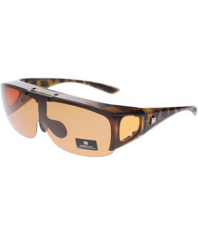 Oversized Barricade Large Mens Polarized Flip Up Fitover Sunglasses - Tortoise Brown - CF11Q60YZ83 $22.27