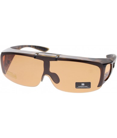 Oversized Barricade Large Mens Polarized Flip Up Fitover Sunglasses - Tortoise Brown - CF11Q60YZ83 $22.27