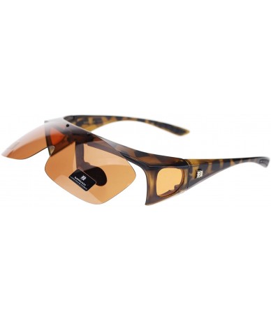 Oversized Barricade Large Mens Polarized Flip Up Fitover Sunglasses - Tortoise Brown - CF11Q60YZ83 $22.27