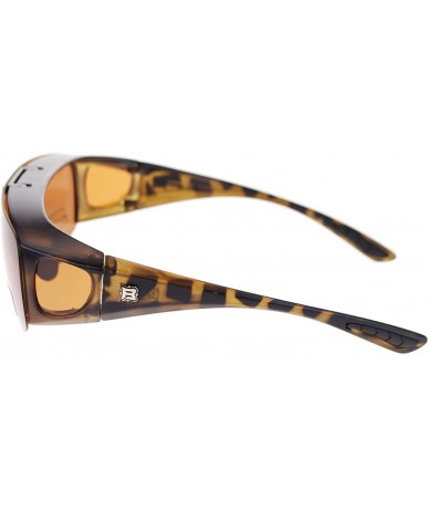 Oversized Barricade Large Mens Polarized Flip Up Fitover Sunglasses - Tortoise Brown - CF11Q60YZ83 $22.27