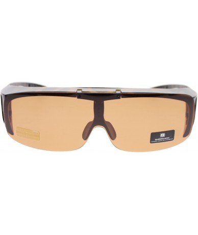 Oversized Barricade Large Mens Polarized Flip Up Fitover Sunglasses - Tortoise Brown - CF11Q60YZ83 $22.27