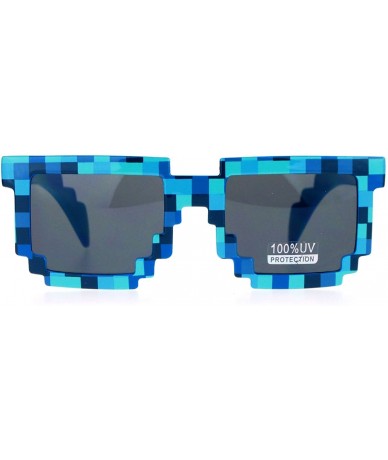 Wayfarer Pixelated 8 Bit Retro Video Game Horned Sunglasses - Blue - CZ1258SDU5R $19.94