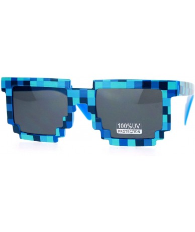 Wayfarer Pixelated 8 Bit Retro Video Game Horned Sunglasses - Blue - CZ1258SDU5R $19.94