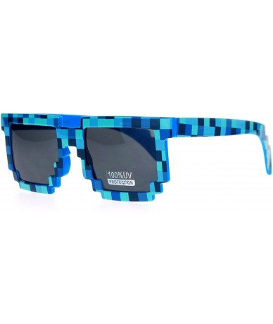 Wayfarer Pixelated 8 Bit Retro Video Game Horned Sunglasses - Blue - CZ1258SDU5R $19.94