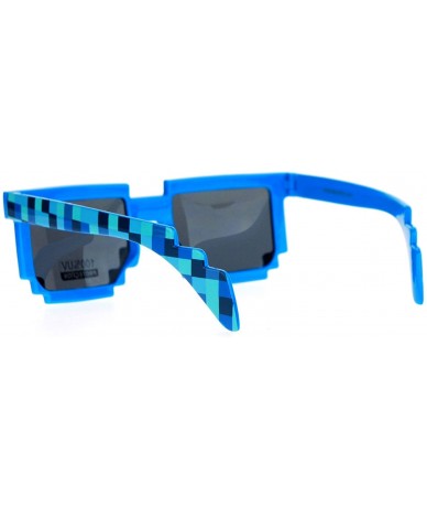 Wayfarer Pixelated 8 Bit Retro Video Game Horned Sunglasses - Blue - CZ1258SDU5R $19.94