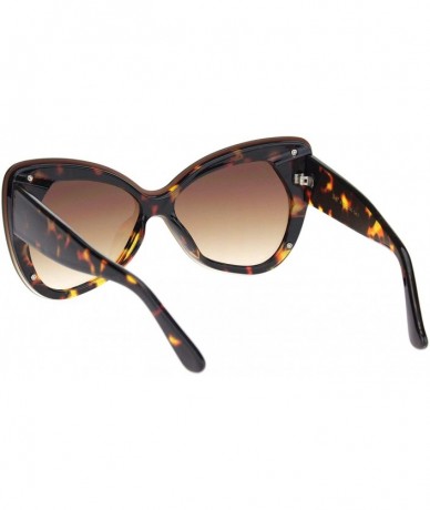 Oversized Womens Exposed Edge Shield Butterfly Plastic Sunglasses - Tortoise Gradient Brown - CW18MGRWNG3 $24.62