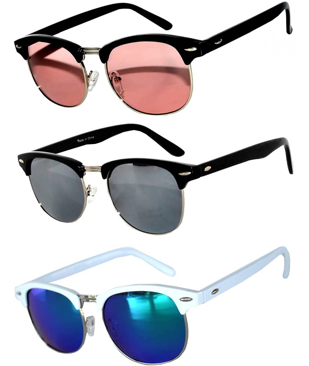 Rimless Half Frame Horned Rim Sunglasses Fashion UV Protection Brand - Half_frame_3p_mix_p - CF17WXWL2HL $28.52