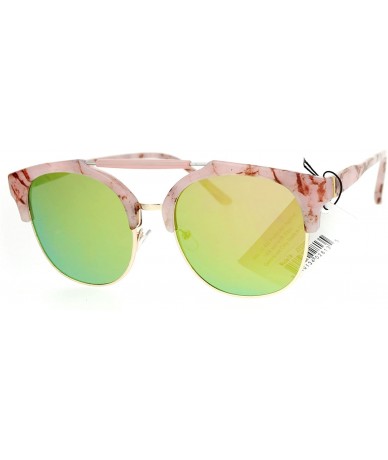 Aviator Vintage Retro Sunglasses Bold Arched Top Designer Fashion Shades - Pink (Peach Mirror) - CD1874A0GXH $21.70