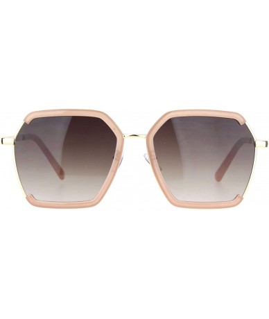 Butterfly Womens Hexagon Large Designer Butterfly Sunglasses - Beige Gradient Brown - C618MCUWMWQ $24.07