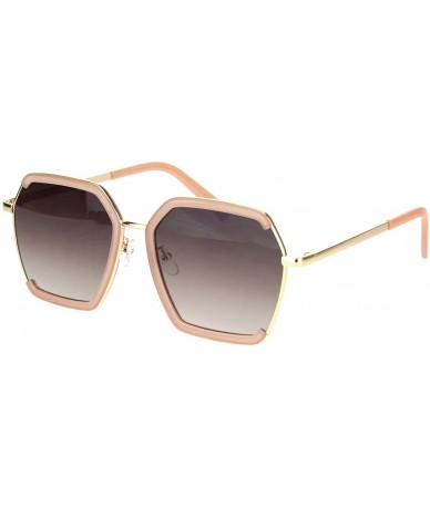 Butterfly Womens Hexagon Large Designer Butterfly Sunglasses - Beige Gradient Brown - C618MCUWMWQ $24.07