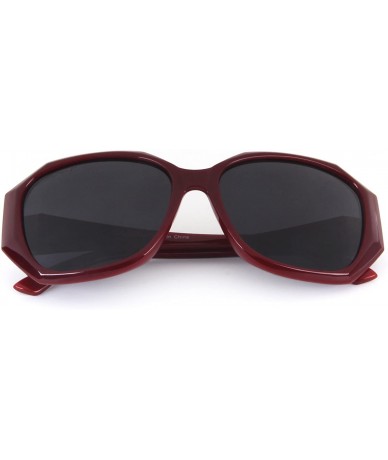 Oversized designer Oversized Women Uv400 Protection Polarized Sunglasses lsp6240 - Red - CJ120YRD7VT $52.64