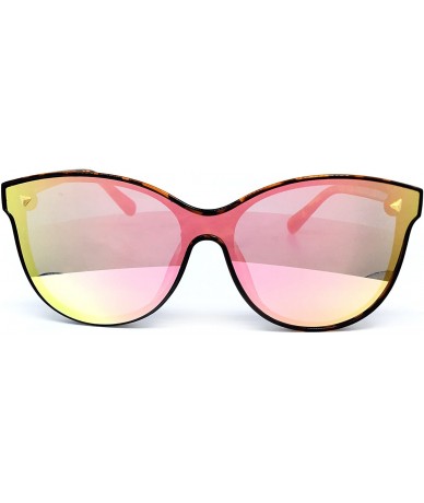 Semi-rimless 7123-1 Oversize Wraparound Semi-Rimless Shield Lens Sunglasses - Rose Gold - CZ18QGTLCA2 $26.42