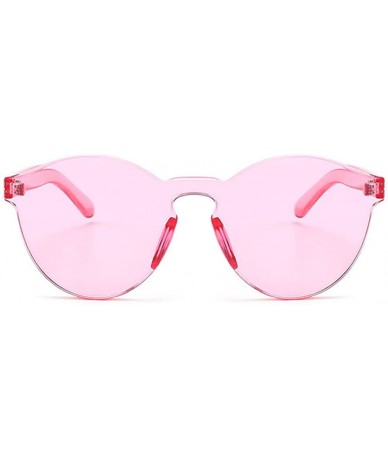 Round Oversized One Piece Rimless Tinted Sunglasses Clear Colored Lenses - Pink - CA186M9AZMY $19.22