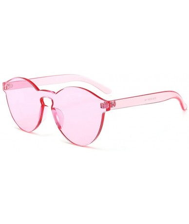 Round Oversized One Piece Rimless Tinted Sunglasses Clear Colored Lenses - Pink - CA186M9AZMY $19.22