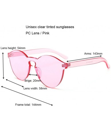 Round Oversized One Piece Rimless Tinted Sunglasses Clear Colored Lenses - Pink - CA186M9AZMY $19.22