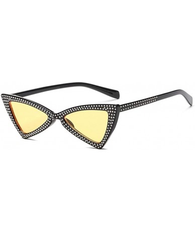 Butterfly Triangle Sunglasses Women Sunshade Rhinestone Butterfly Frame Cat Eye Sun Glasses Female Black Eyewear UV400 - CN19...